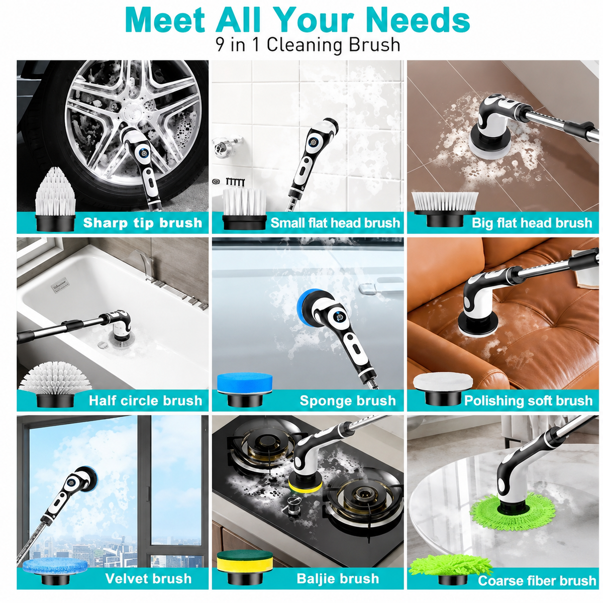 9-In-1 Multi-Function Electric Cleaning Brush Ⓢ